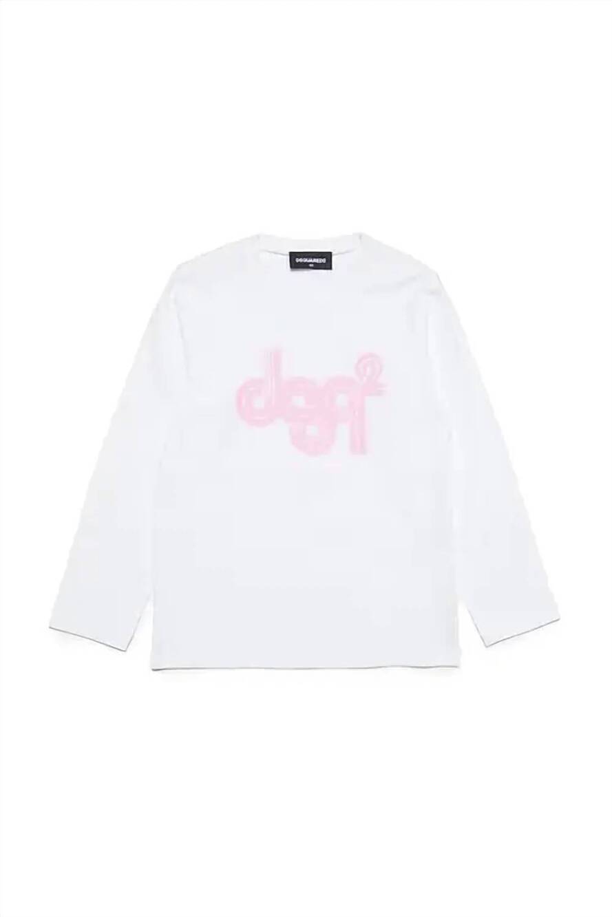 NEW DSQUARED2 kids long sleeve logo t-shirt in white